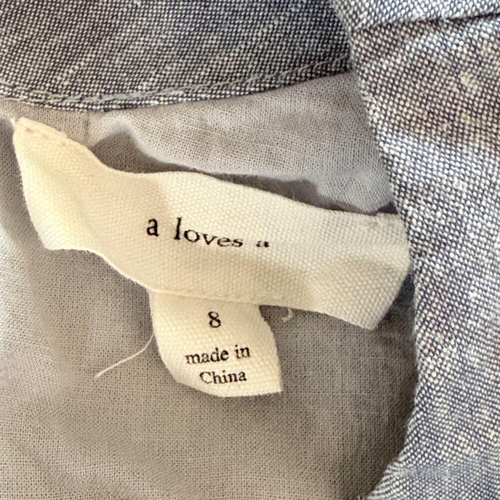 a loves a A-Frame Dress Linen Blend Blue Chambray sz 8 - Picture 6 of 7